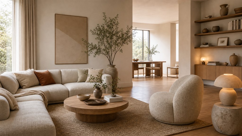 Current home decor trends in a calm modern interior